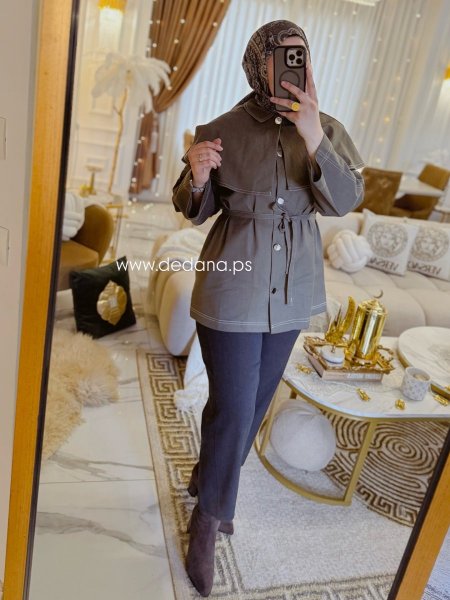 جاكيت زيتي مميز مع Belt